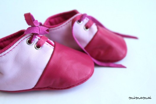 3-6 Months Slippers / Baby Shoes Lamb Leather Pink Pastel and Pink