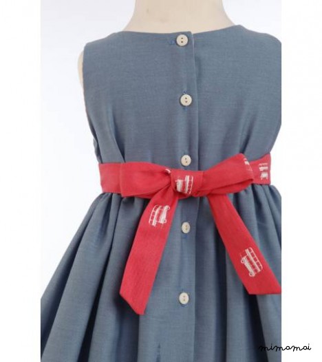 Martha Dress London Print in Midnight Blue