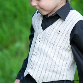 Natural flax color black striped