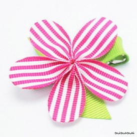Allie Hot Pink And White Stripe Flower Hair Clip