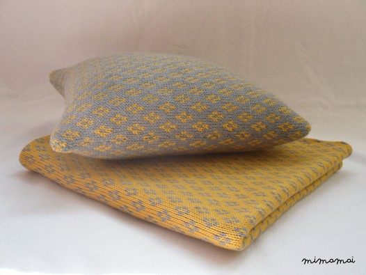 Baby Knitted Blanket - Gold & Grey - Set