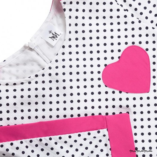 Frill Panel Dress mini black dots
