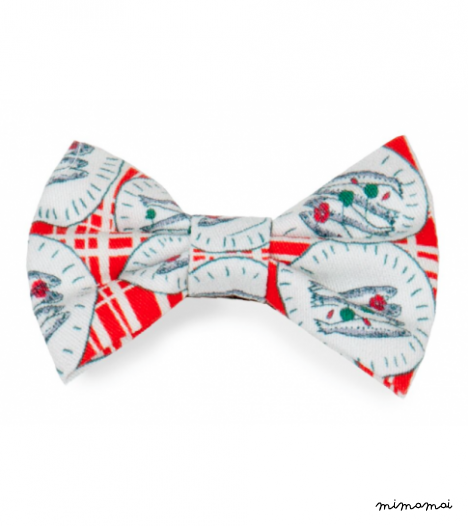 Hair Bow clip in Red Sardines
