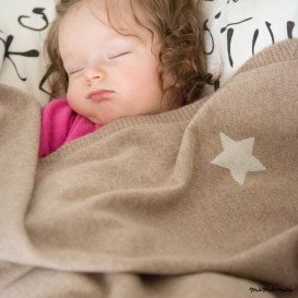 Cashmere Baby Blanket with Star - Beige M&eacute;lange
