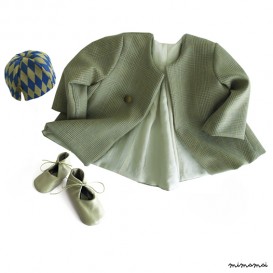 Summer coat, hat and shoes. 100% pure wool, silk and soft leather.