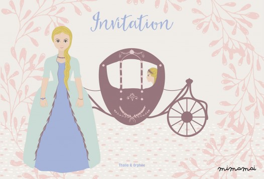 Cartes d'invitation princesse carrosse