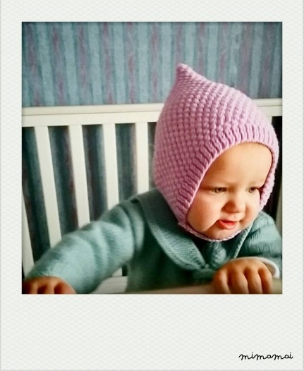 Baby winter hat, baby girl hat, pixie cap, knitted bonnet