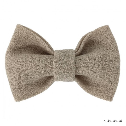 Child beige bow tie, wool crepe