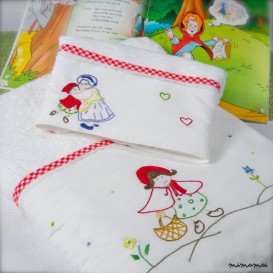 set 2 baby towels bath hand towel hand Red RIding Hood embroidered nursery bathroom
