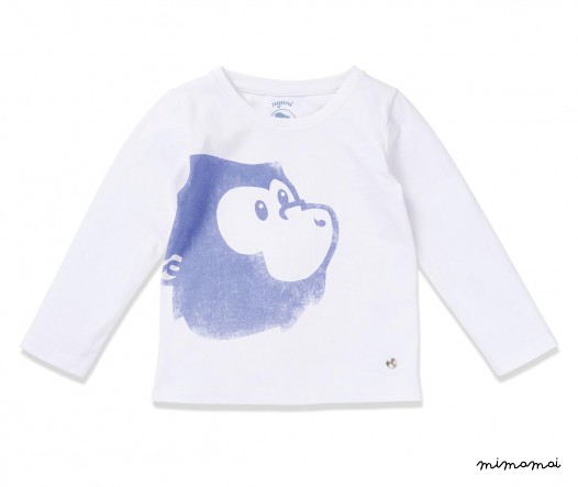 T-shirt LS Logo T white/blue