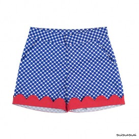 Scallop Hem Shorts blue dots