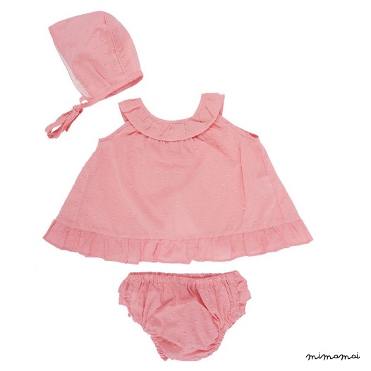Infants Set of Summer Dresses Panties and Hat,Baby Girl Dress & Panties Set Pink Print