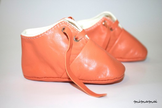 12-18 Months Slippers / Baby Shoes Lamb Leather orange peach