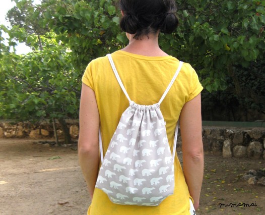 Zaino coulisse con motivo di orsi polari in blue &middot; Cotone organico con coulisse bag
