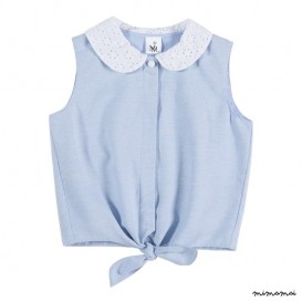 Tie-Front Top light denim