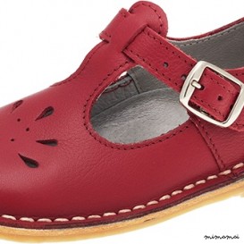 Traditional t-bar shoes cherry red