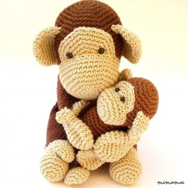 Crochet Monkeys, handmade stuffed monkey with baby