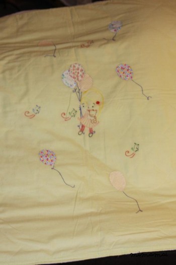 Applique baby girl's blanket, hand embroidered,handmade