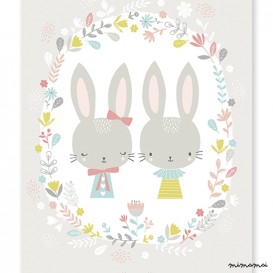 Affiche b&eacute;b&eacute; enfant lapins