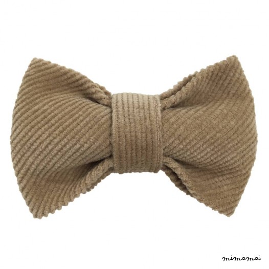 Child beige bow tie, cotton corduroy