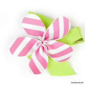Allie Pink White Diagonal Flower Hair Clip
