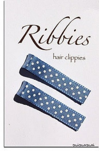 Pair of Small Dots on Blue Hairclips