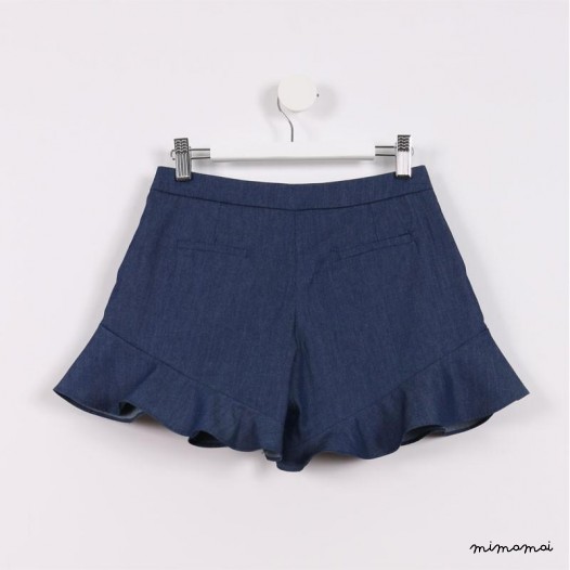 Flared Hem Shorts blue denim