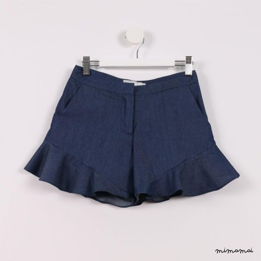 Flared Hem Shorts blue denim