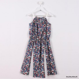 Square-Neck Flare Dress blue and maroon