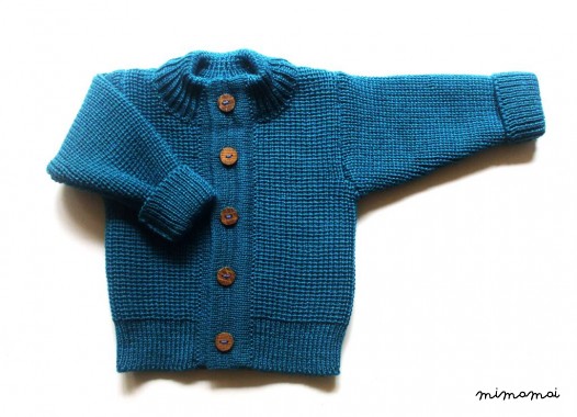 Babies/Children's Virgin wool round neck Cardigan with handmade oak buttons