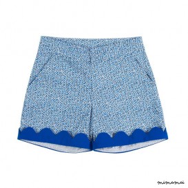 Scallop Hem Shorts blue chevron