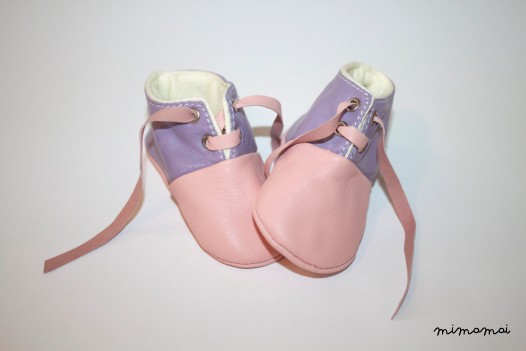 3-6 Months Slippers / Baby Shoes Lamb Leather Pink Purple