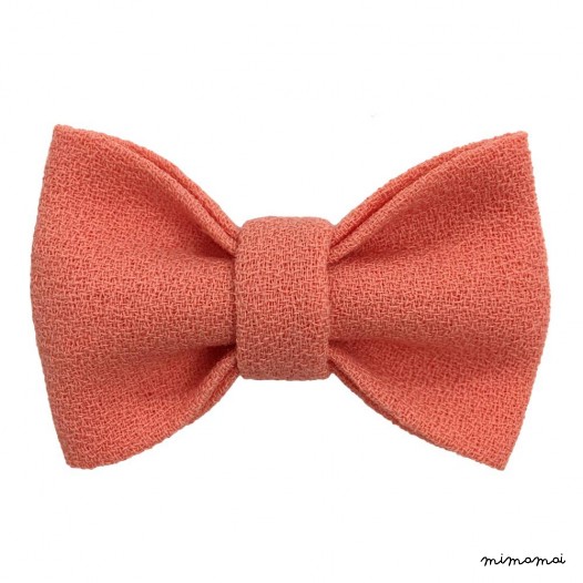 Child salmon-coloured bow tie, wool crepe