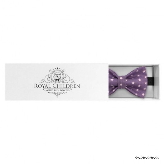 Child purple with pastel-purple stars bow tie, cotton
