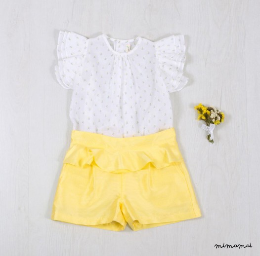 Girls Toddler blouse, Elegant Toddler Shirt, Chic Clothing, White Shirt, Light Print Top