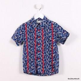 Short-sleeved Piped Shirt blue graphic print