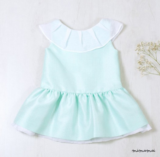 Dress agua tone, Dress light silver sheer, Summer dress girls