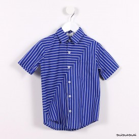 Short-sleeved Slash Shirt blue stripes