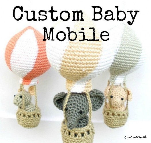 Custom baby mobile, personalized hot air balloon mobile