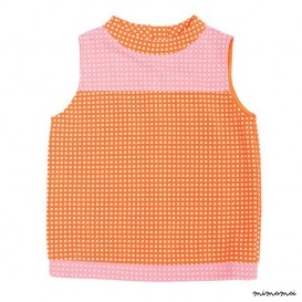 High Collar Top orange and pink