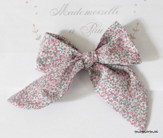 BARRETTE GROS NOEUD LIBERTY ROSE