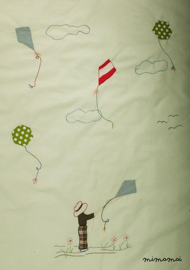 Coperta di bambino di Applique, mano regalo unico per il passeggino culla aquilone ricamato