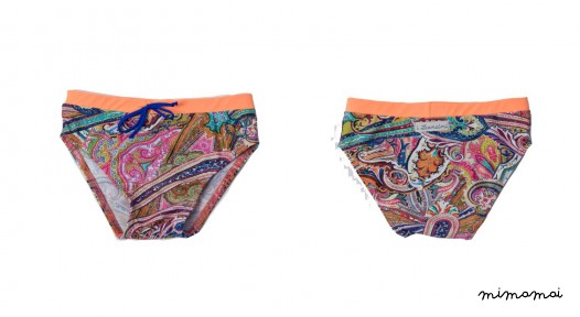 Costumino Slip Arancio Fantasia Fiori