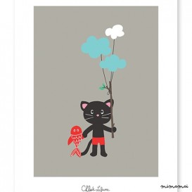 Poster enfant chat amis pour la vie