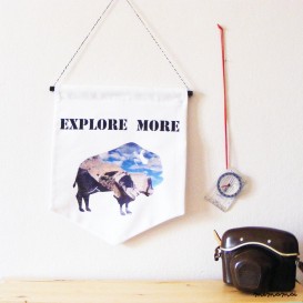 Wanderlust banner. Explore more fabric banner.