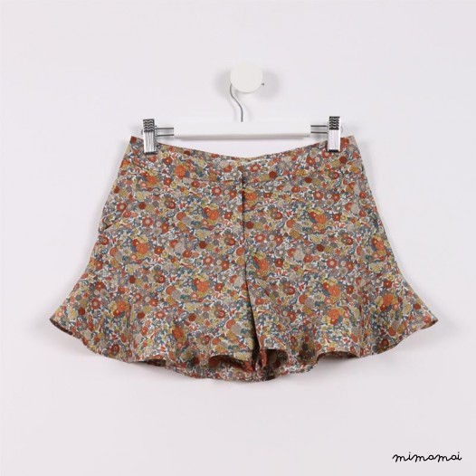 Flared Hem Shorts orange floral