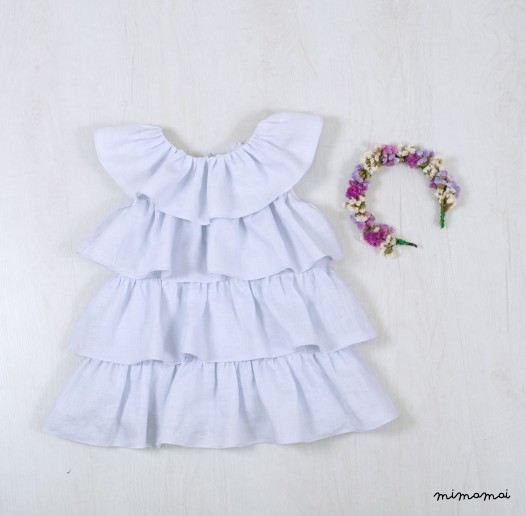 Toddler linen dress, Girls light blue dress, Toddler dress, Romantic Girls dress