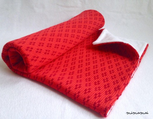 Baby Knit Blanket in Red /Wool Knit Blanket/ Knitted pram Blanket