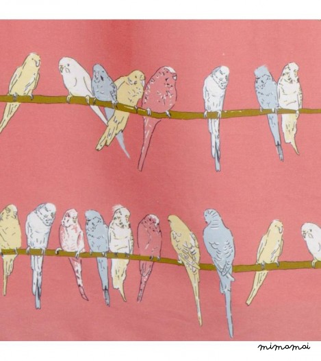 Girls Georgina Dress in Pink Budgies