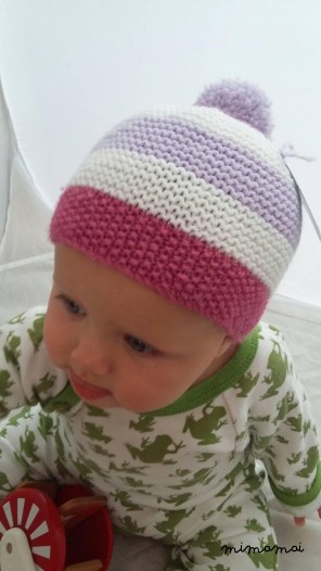 beb&egrave; in maglia vintage zebrato berretto con Pompon